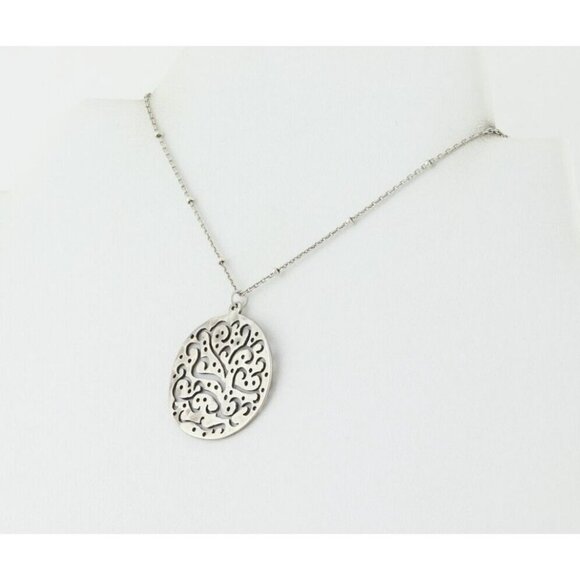 Sterling Silver Filigree Cut Above Circle Necklace 18" Chain  Silpada - Picture 5 of 8